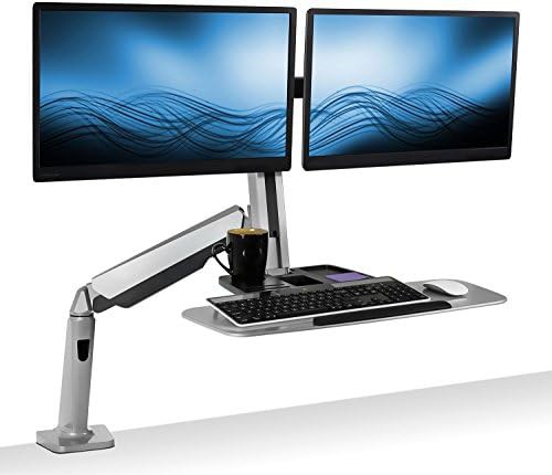 Dual gas spring sit stand clamp mount
