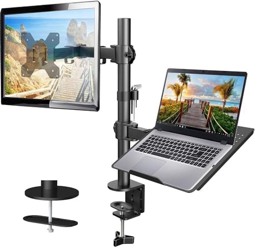 Adjustable Monitor Arm with 14 in Laptop Tray