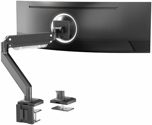 Heavy duty black ultrawide single desk mount