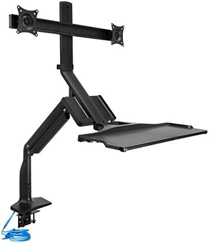 Dual monitor sit stand workstation with USB