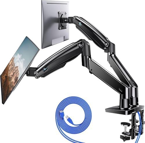 Aluminum dual monitor mount with USB hub