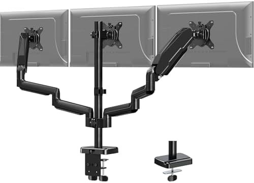 Triple monitor desk stand for 27 inch screens