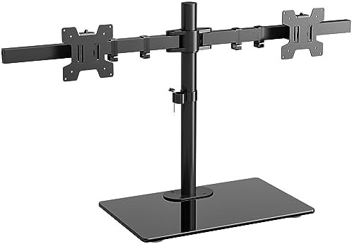 Freestanding Dual Monitor Stand Glass Base