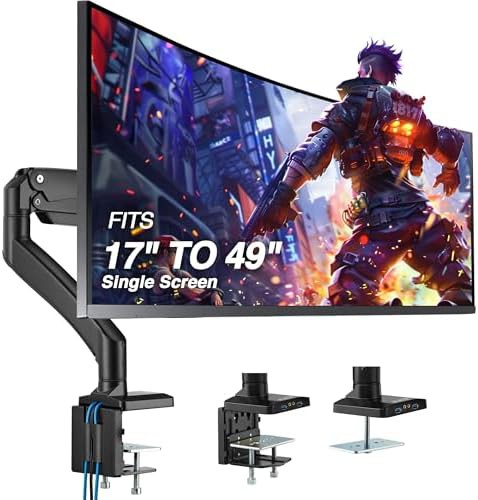 Super Ultrawide Black Monitor Desk Mount