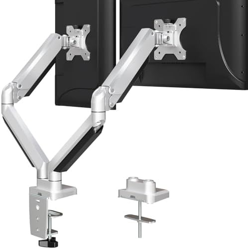 Die cast aluminum dual monitor arm
