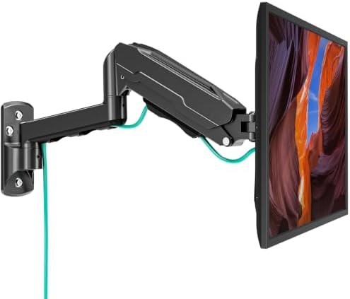 Black single monitor wall mount arm