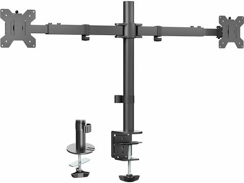 Black dual ultrawide telescoping monitor desk mount