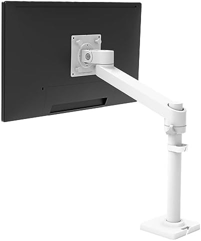 White NX single monitor arm with laptop tray