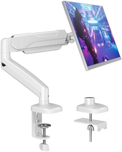 White Height Adjustable Single Monitor Stand
