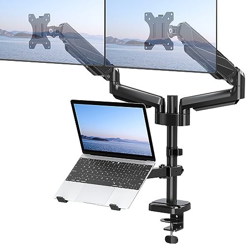 Dual monitor and laptop tray mount