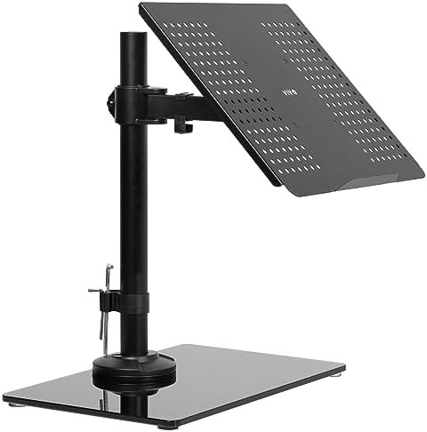 Black glass laptop desk stand