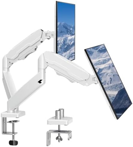 Dual Height Adjustable Monitor Mount in White