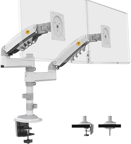 White Dual Monitor Full Motion Desk Mount
