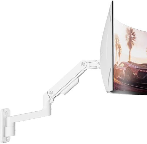 White Wall Mount Arm for Ultrawide Monitors