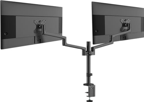 Dual Aluminum Black Monitor Arms for 32 in Screens
