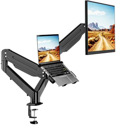 Dual arm monitor and laptop combo mount