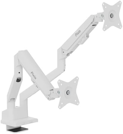 White dual wave monitor arm mount