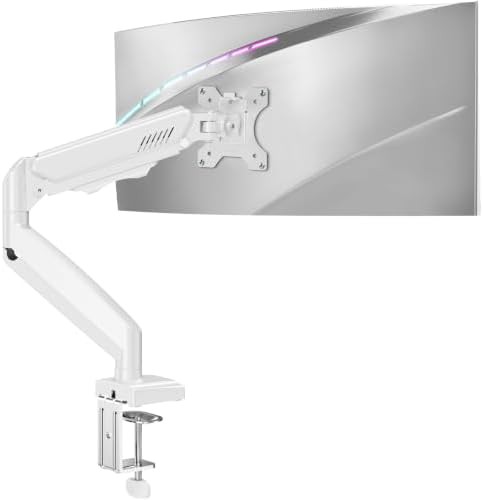 White single monitor desk mount arm