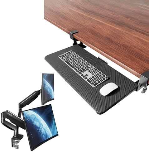 Heavy duty dual arm with keyboard tray