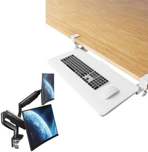 Ergonomic dual monitor office workstation set