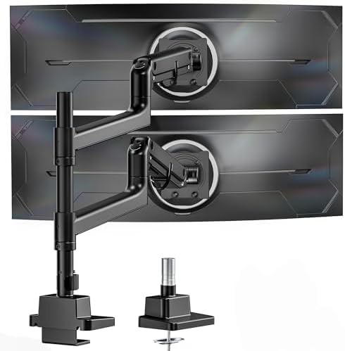 Vertical stackable dual monitor heavy duty arm