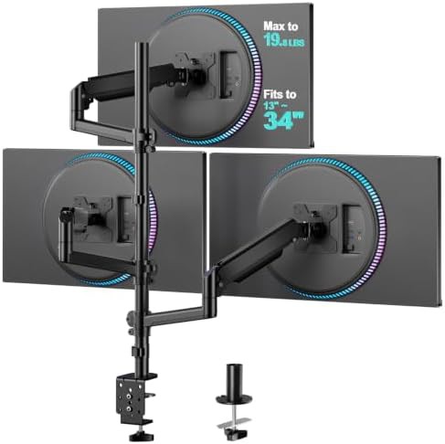 Stacked triple monitor mount tall pole