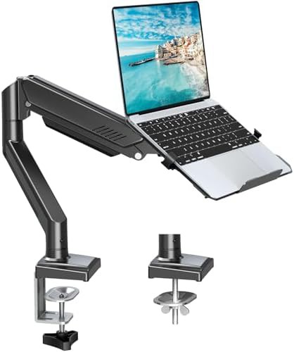 Adjustable laptop and monitor desk arm