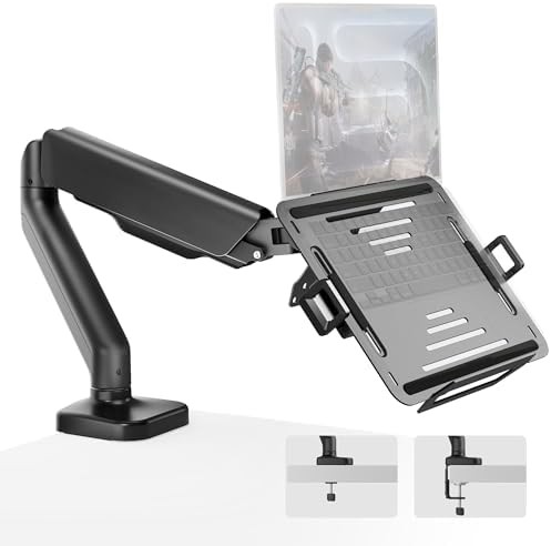 Aluminum laptop and monitor desk mount