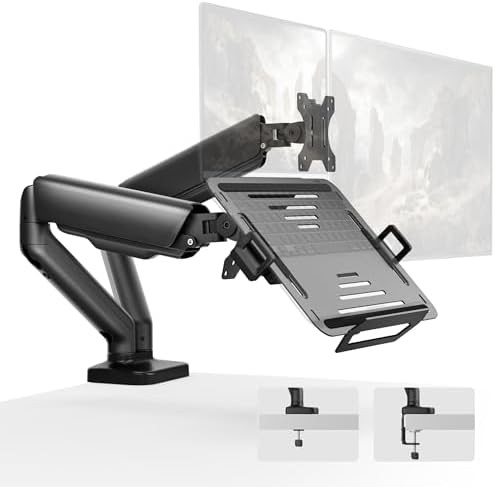 Dual arm height adjustable laptop mount