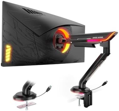 Single gaming monitor arm with rgb lighting
