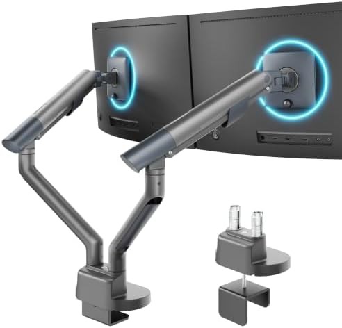 Gray aluminum dual monitor arm 17-40 in