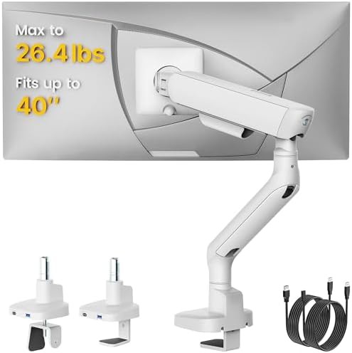 Mechanical spring single monitor arm usb white 40
