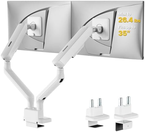 Mechanical spring dual monitor arm white 27 34