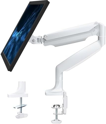 White aluminum single pneumatic monitor arm