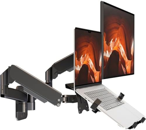 Dual wall mount for monitor and laptop