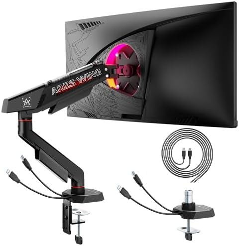 Heavy duty single monitor arm with usb ports