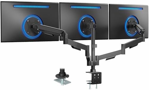 Mechanical articulating triple monitor desk stand