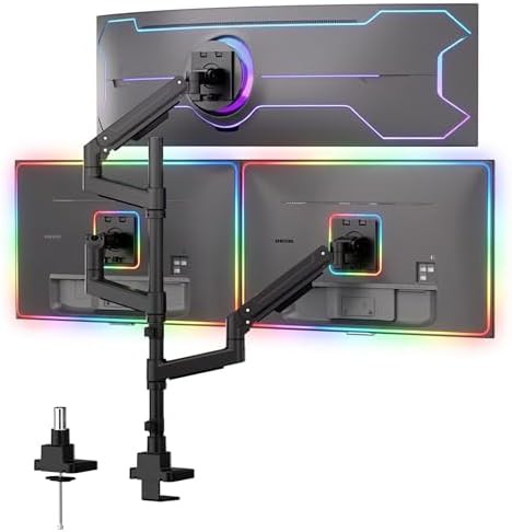 Triple Stacked Ultrawide Desk Monitor Arm