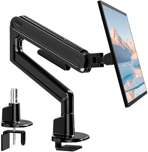 Heavy duty single black aluminum monitor arm