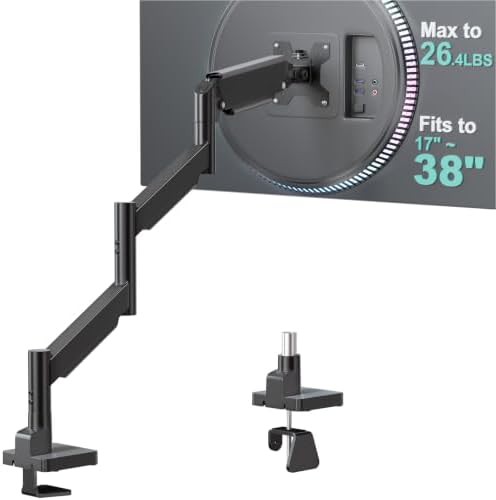 Extra long reach single monitor arm