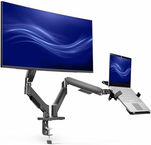 Dual mechanical arm monitor and laptop stand